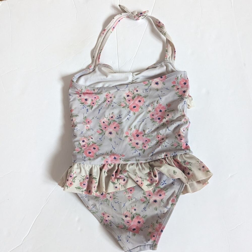 Janie and Jack Girly 6 Floral One Piece Swimsuit Halter Skirted Ruffle - Picture 4 of 6
